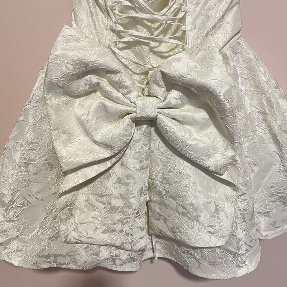 NWT BABYBOO Salome Mini Dress Floral Jacquard Ivory Strapless Women's Size XXL - Picture 7 of 12